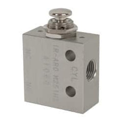 ARO/Ingersoll-Rand - 1/8" NPT Manual Mechanical Valve - 3-Way, 2 Position, Push-Button/Spring & 0.2 CV Rate - Benchmark Tooling