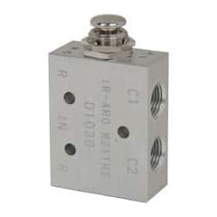 ARO/Ingersoll-Rand - 1/8" NPT Manual Mechanical Valve - 4-Way, 2 Position, Push-Button/Spring & 0.2 CV Rate - Benchmark Tooling