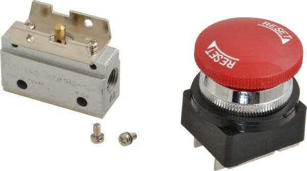 ARO/Ingersoll-Rand - 1/8" NPT Manual Mechanical Valve - 3-Way, 2 Position, Palm Button/Detent & 0.2 CV Rate - Benchmark Tooling