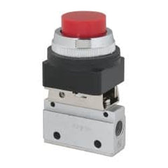 ARO/Ingersoll-Rand - 1/8" NPT Manual Mechanical Valve - 3-Way, 2 Position, Push-Button w/o Guard/Spring & 0.2 CV Rate - Benchmark Tooling