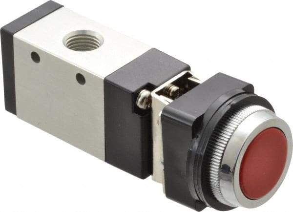 ARO/Ingersoll-Rand - 1/4" NPT Manual Mechanical Valve - 3-Way, 2 Position, Push-Button w/Guard/Spring & 0.7 CV Rate - Benchmark Tooling