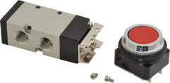 ARO/Ingersoll-Rand - 1/4" NPT Manual Mechanical Valve - 4-Way, 2 Position, Push-Button w/Guard/Spring & 0.7 CV Rate - Benchmark Tooling