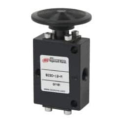 ARO/Ingersoll-Rand - 1/8" NPT Manual Mechanical Valve - 3-Way, 2 Position, Palm Button/Manual & 0.4 CV Rate - Benchmark Tooling