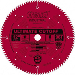 Freud - 12" Diam, 1" Arbor Hole Diam, 96 Tooth Wet & Dry Cut Saw Blade - Carbide-Tipped, Standard Round Arbor - Benchmark Tooling