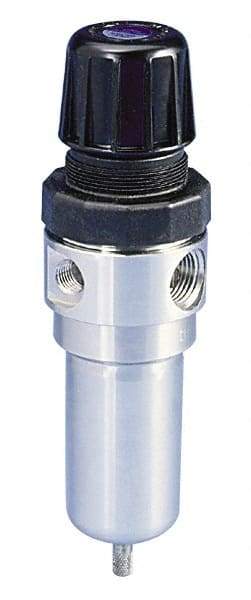 Parker - 1/2" NPT Port 1 Piece Filter/Regulator FRL Unit - Stainless Steel Bowl, 72 SCFM, 125 Max psi, 8.59" High, Manual Drain - Benchmark Tooling