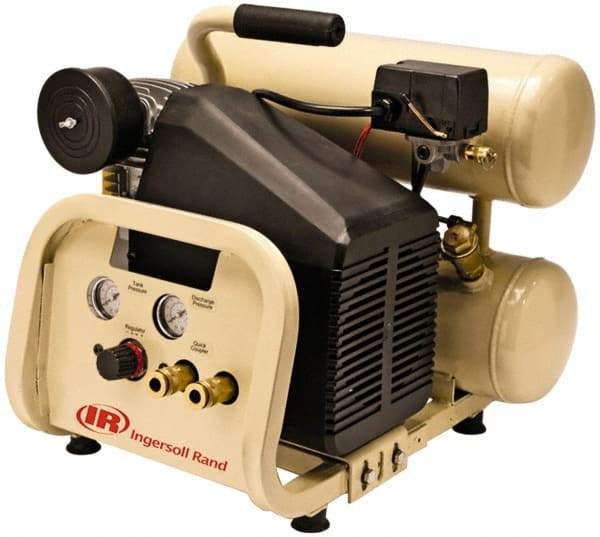 Ingersoll-Rand - 2 HP, 4.2 CFM Twin Stack Air Compressor - 4.0 Gallon Tank, 120 Amp, 125 Max psi, 120V - Benchmark Tooling