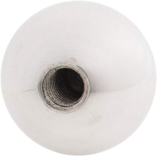 Gibraltar - 3/8-16 Thread, 1.38" Diam, Threaded Hole Ball Knob - Natural, Aluminum, Smooth Grip, 5/8" Hole Depth - Benchmark Tooling