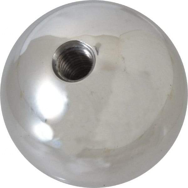 Gibraltar - 3/8-16 Thread, 1.88" Diam, Threaded Hole Ball Knob - Natural, Aluminum, Smooth Grip, 3/4" Hole Depth - Benchmark Tooling