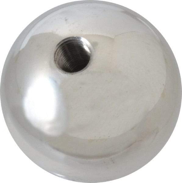 Gibraltar - 3/8-24 Thread, 1.88" Diam, Threaded Hole Ball Knob - Natural, Aluminum, Smooth Grip, 3/4" Hole Depth - Benchmark Tooling