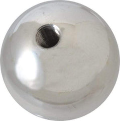 Gibraltar - 3/8-24 Thread, 1.88" Diam, Threaded Hole Ball Knob - Natural, Aluminum, Smooth Grip, 3/4" Hole Depth - Benchmark Tooling