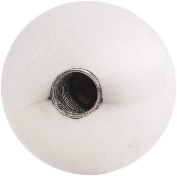 Gibraltar - 1/2-13 Thread, 1.88" Diam, Threaded Hole Ball Knob - Natural, Aluminum, Smooth Grip, 3/4" Hole Depth - Benchmark Tooling