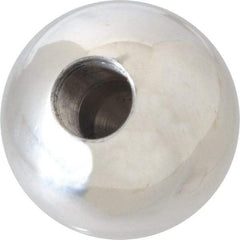 Gibraltar - 5/8-18 Thread, 1.88" Diam, Threaded Hole Ball Knob - Natural, Aluminum, Smooth Grip, 3/4" Hole Depth - Benchmark Tooling