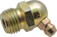 PRO-LUBE - 65° Head Angle, 1/4-18 NPT Steel Standard Grease Fitting - 9/16" Hex, 24.6mm Overall Height, 8.7mm Shank Length, Zinc Plated Finish - Benchmark Tooling