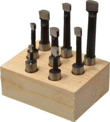 Interstate - 3/16 to 3/8" Min Diam, 9/16 to 1-7/8" Max Depth, 3/8" Shank Diam, 1-13/16 to 3-1/8" OAL Boring Bar Set - M35 Cobalt, Bright Finish, Right Hand Cut, 8 Piece Set - Exact Industrial Supply