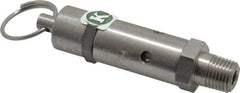 Kingston - 1/4" Inlet, ASME Safety Relief Valve - 125 Max psi, Stainless Steel - Benchmark Tooling