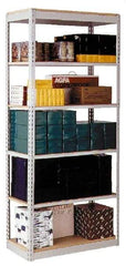 Hallowell - 5 Shelf Add-On Box Edge Open Steel Shelving - 500 Lb Capacity, 48" Wide x 87" High x 24" Deep, Gray - Benchmark Tooling