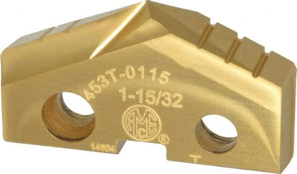 Allied Machine and Engineering - 1-15/32" Diam x 1/4" Thick, Seat Code 3, 132° Included Angle Spade Drill Insert - TiN Coated, Cobalt, Series GEN2 T-A - Benchmark Tooling