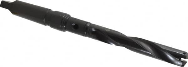 Allied Machine and Engineering - Series 2, 31/32 to 1-3/8" Diam, 4MT Taper Shank, Helical Flute Spade Drill - 5-3/8" Max Depth, 8-19/64" Body Length, 12-25/32" OAL, Intermediate Length, Through Coolant - Benchmark Tooling