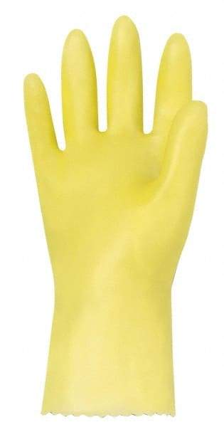 MAPA Professional - Size S (7), 10-1/2" Long, 10 mil Thick, PVC Chemical Resistant Gloves - Textured Finish, Gauntlet Pinked Cuff, Yellow - Benchmark Tooling