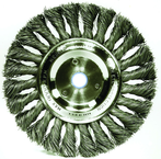 6" Diameter - 1/2-5/8" Arbor Hole - Knot Twist Steel Wire Straight Wheel - Benchmark Tooling