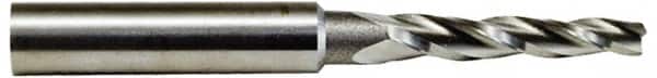 Made in USA - 7° Taper Angle per Side, 0.07" Small End Diam, 1-1/2" LOC, High Speed Steel 3 Flute Tapered Square End Mill - 3-1/4" OAL, 1/2" Shank Diam - Benchmark Tooling