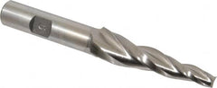 Made in USA - 5° Taper Angle per Side, 1/4" Small End Diam, 2-1/4" LOC, High Speed Steel 3 Flute Tapered Square End Mill - 4-1/4" OAL, 1/2" Shank Diam - Benchmark Tooling
