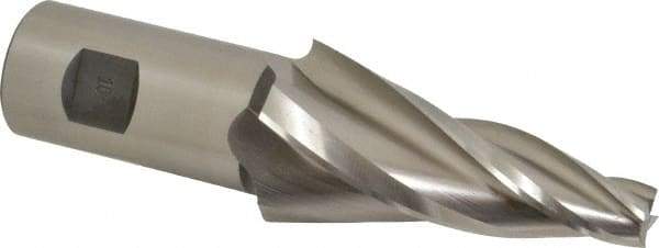 Made in USA - 10° Taper Angle per Side, 1/2" Small End Diam, 3-1/4" LOC, High Speed Steel 4 Flute Tapered Square End Mill - 5-3/4" OAL, 1-1/4" Shank Diam, Spiral Flute - Benchmark Tooling