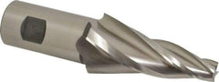 Made in USA - 10° Taper Angle per Side, 1/2" Small End Diam, 3-1/4" LOC, High Speed Steel 4 Flute Tapered Square End Mill - 5-3/4" OAL, 1-1/4" Shank Diam, Spiral Flute - Benchmark Tooling