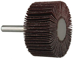Value Collection - 2" Diam x 1" Face Width, Medium Aluminum Oxide Coated Mounted Flap Wheel - 1/4" Shank Mount, 80 Grit, 25,000 Max RPM - Benchmark Tooling