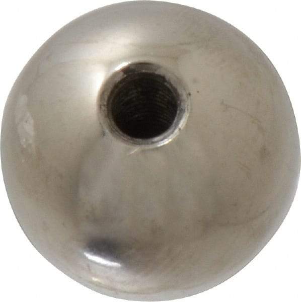 Gibraltar - 10-32 Thread, 3/4" Diam, Threaded Hole Ball Knob - Natural, Stainless Steel, Smooth Grip, 3/8" Hole Depth - Benchmark Tooling