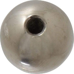 Gibraltar - 10-32 Thread, 3/4" Diam, Threaded Hole Ball Knob - Natural, Stainless Steel, Smooth Grip, 3/8" Hole Depth - Benchmark Tooling