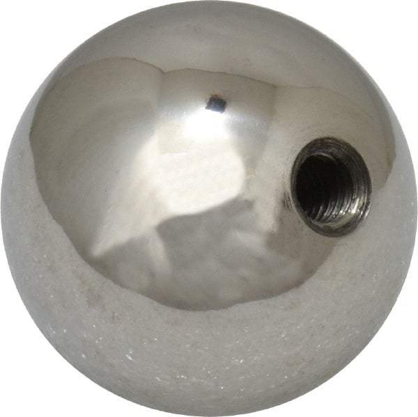 Gibraltar - 10-32 Thread, 1" Diam, Threaded Hole Ball Knob - Natural, Stainless Steel, Smooth Grip, 3/8" Hole Depth - Benchmark Tooling