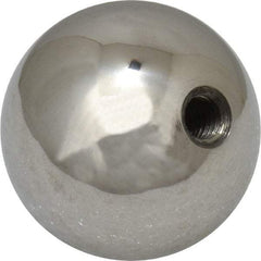 Gibraltar - 10-32 Thread, 1" Diam, Threaded Hole Ball Knob - Natural, Stainless Steel, Smooth Grip, 3/8" Hole Depth - Benchmark Tooling
