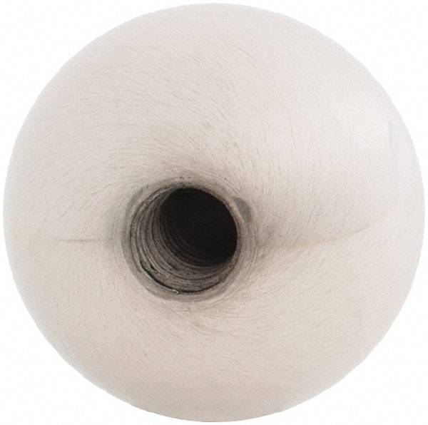 Gibraltar - 1/4-20 Thread, 1" Diam, Threaded Hole Ball Knob - Natural, Stainless Steel, Smooth Grip, 1/2" Hole Depth - Benchmark Tooling