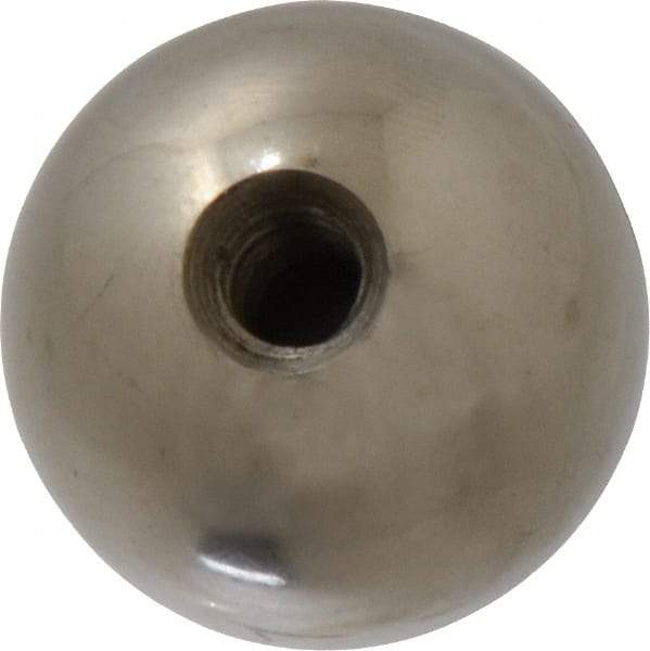 Gibraltar - 1/4-28 Thread, 1" Diam, Threaded Hole Ball Knob - Natural, Stainless Steel, Smooth Grip, 1/2" Hole Depth - Benchmark Tooling
