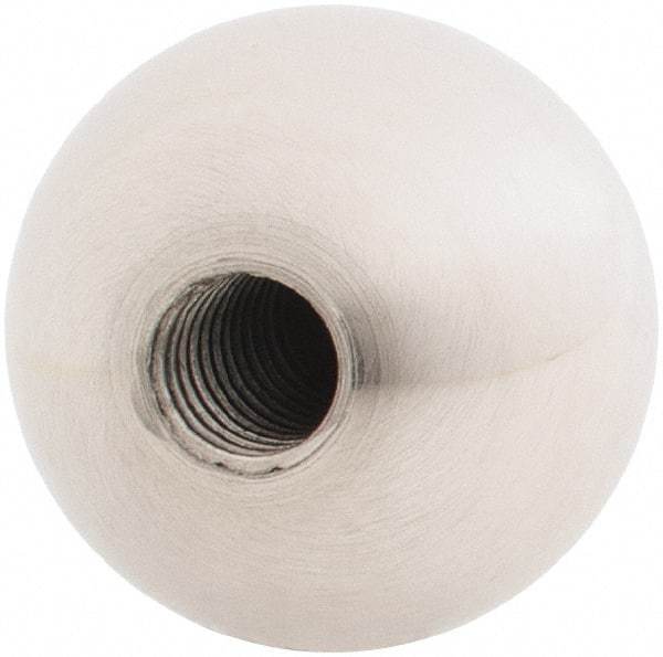 Gibraltar - 5/16-18 Thread, 1" Diam, Threaded Hole Ball Knob - Natural, Stainless Steel, Smooth Grip, 1/2" Hole Depth - Benchmark Tooling