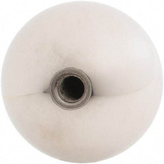 Gibraltar - 1/4-20 Thread, 1.38" Diam, Threaded Hole Ball Knob - Natural, Stainless Steel, Smooth Grip, 5/8" Hole Depth - Benchmark Tooling