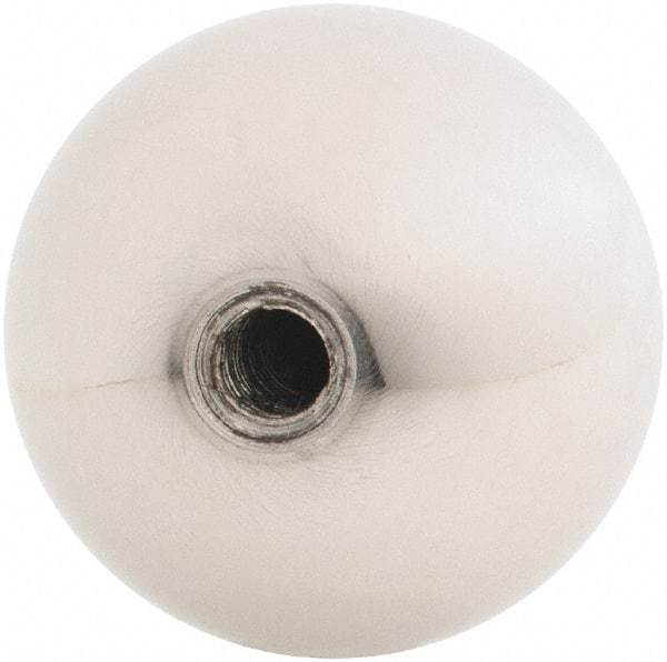 Gibraltar - 1/4-28 Thread, 1.38" Diam, Threaded Hole Ball Knob - Natural, Stainless Steel, Smooth Grip, 5/8" Hole Depth - Benchmark Tooling