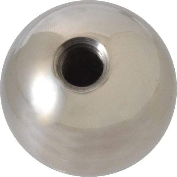 Gibraltar - 3/8-16 Thread, 1.38" Diam, Threaded Hole Ball Knob - Natural, Stainless Steel, Smooth Grip, 5/8" Hole Depth - Benchmark Tooling