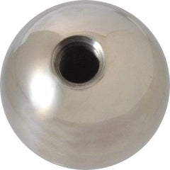 Gibraltar - 3/8-16 Thread, 1.38" Diam, Threaded Hole Ball Knob - Natural, Stainless Steel, Smooth Grip, 5/8" Hole Depth - Benchmark Tooling