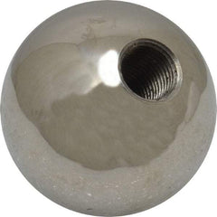 Gibraltar - 3/8-24 Thread, 1.38" Diam, Threaded Hole Ball Knob - Natural, Stainless Steel, Smooth Grip, 5/8" Hole Depth - Benchmark Tooling