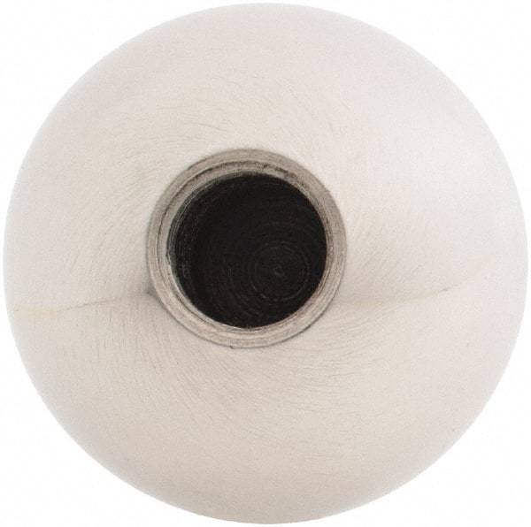 Gibraltar - 7/16-20 Thread, 1.38" Diam, Threaded Hole Ball Knob - Natural, Stainless Steel, Smooth Grip, 5/8" Hole Depth - Benchmark Tooling