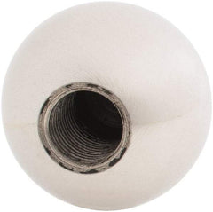 Gibraltar - 1/2-20 Thread, 1.38" Diam, Threaded Hole Ball Knob - Natural, Stainless Steel, Smooth Grip, 5/8" Hole Depth - Benchmark Tooling