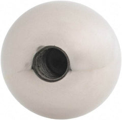 Gibraltar - 1/2-20 Thread, 1.88" Diam, Threaded Hole Ball Knob - Natural, Stainless Steel, Smooth Grip, 3/4" Hole Depth - Benchmark Tooling