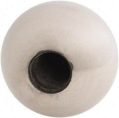Gibraltar - 5/8-18 Thread, 1.88" Diam, Threaded Hole Ball Knob - Natural, Stainless Steel, Smooth Grip, 3/4" Hole Depth - Benchmark Tooling