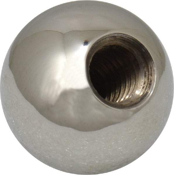 Gibraltar - 3/8-16 Thread, 1" Diam, Threaded Hole Ball Knob - Natural, Stainless Steel, Smooth Grip, 1/2" Hole Depth - Benchmark Tooling