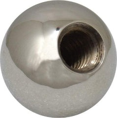 Gibraltar - 3/8-16 Thread, 1" Diam, Threaded Hole Ball Knob - Natural, Stainless Steel, Smooth Grip, 1/2" Hole Depth - Benchmark Tooling
