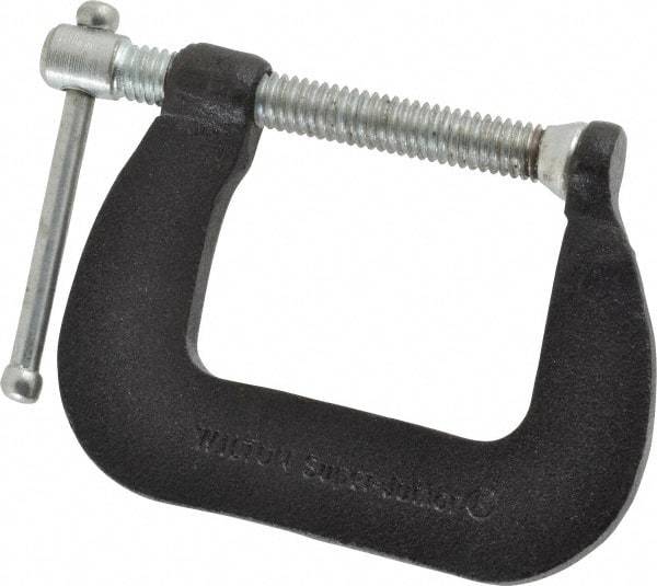 Wilton - Light-Duty 1-1/2" Max Opening, 1-1/2" Throat Depth, Forged Steel Standard C-Clamp - 850 Lb Capacity, 0" Min Opening, Standard Throat Depth, Steel Screw - Benchmark Tooling