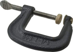 Hargrave - Light-Duty 1-1/4" Max Opening, 1-3/16" Throat Depth, Ductile Iron Standard C-Clamp - 550 Lb Capacity, 0" Min Opening, Standard Throat Depth, Steel Screw - Benchmark Tooling