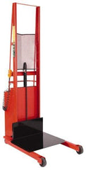 Wesco Industrial Products - 1,000 Lb Capacity, 80" Lift Height, Battery Powered Stacker - 5-3/4" Lowered Height, 15" Load Center, 24" Fork Length, 24" Overall Width - Benchmark Tooling